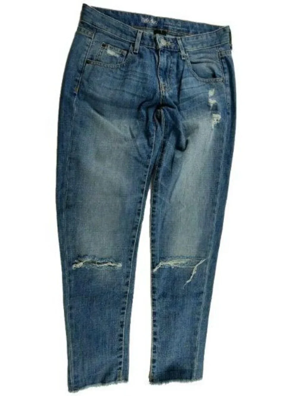 Mossimo Boyfriend Crop Jeans Womens Size 00 Mid Rise Distressed Denim Pants